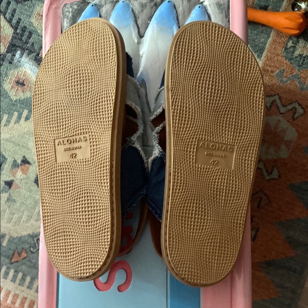 Nwot Alohas Marshmallow In Patchwork Denim Sandals - image 8